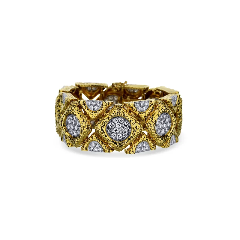 18K Yellow Gold Bracelet With 18K White Gold Pave Circles