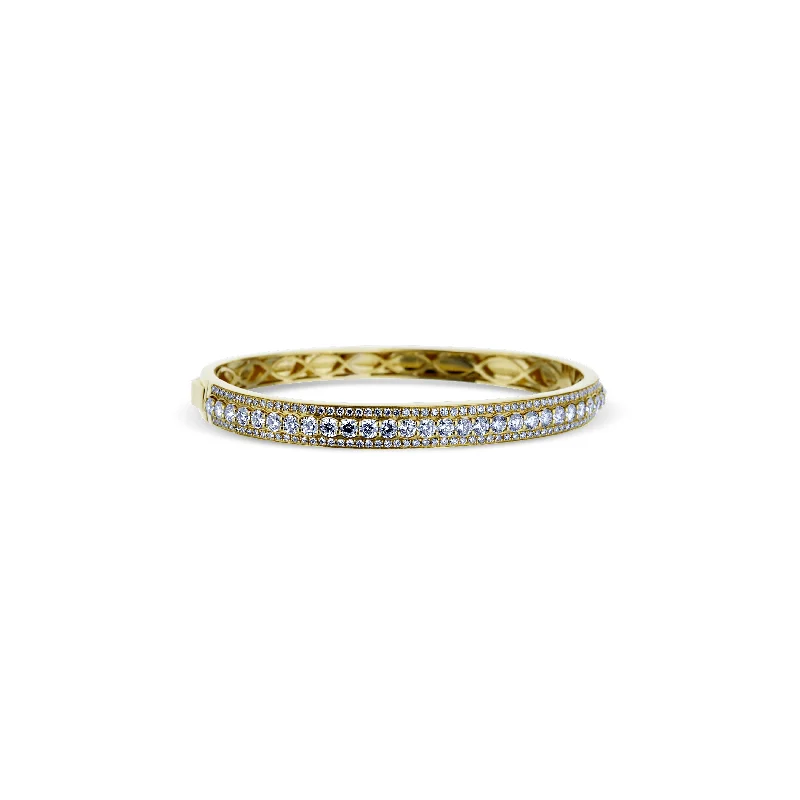 18K Yellow Gold Round Diamond Braceletbangle