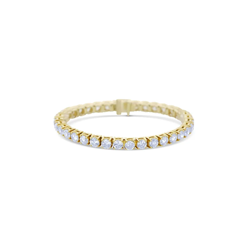 18K Yellow Gold Round Diamond Tennis Bracelet