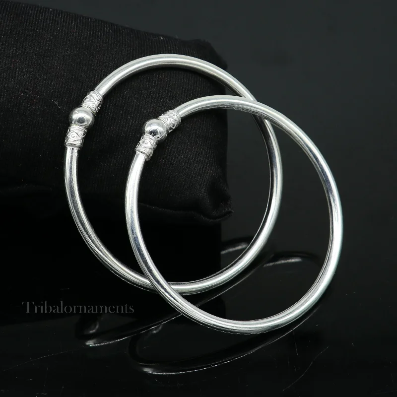 Exclusive design handmade sterling silver plain shiny Round bangle bracelet kada best fancy stylish brides bangle belly dance jewelry nba227