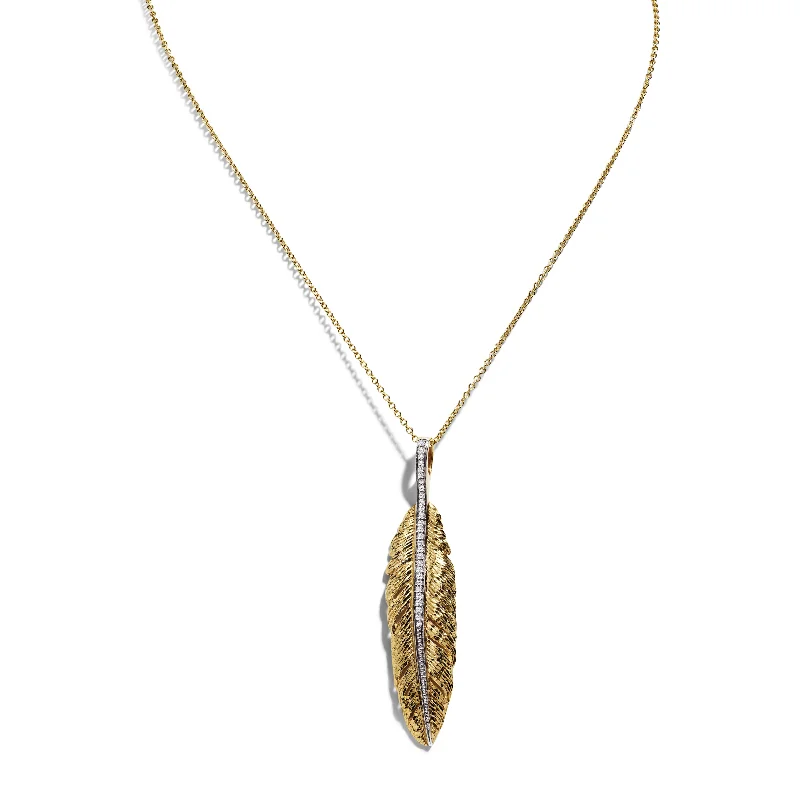 Feather 52mm Pendant Necklace with Diamonds