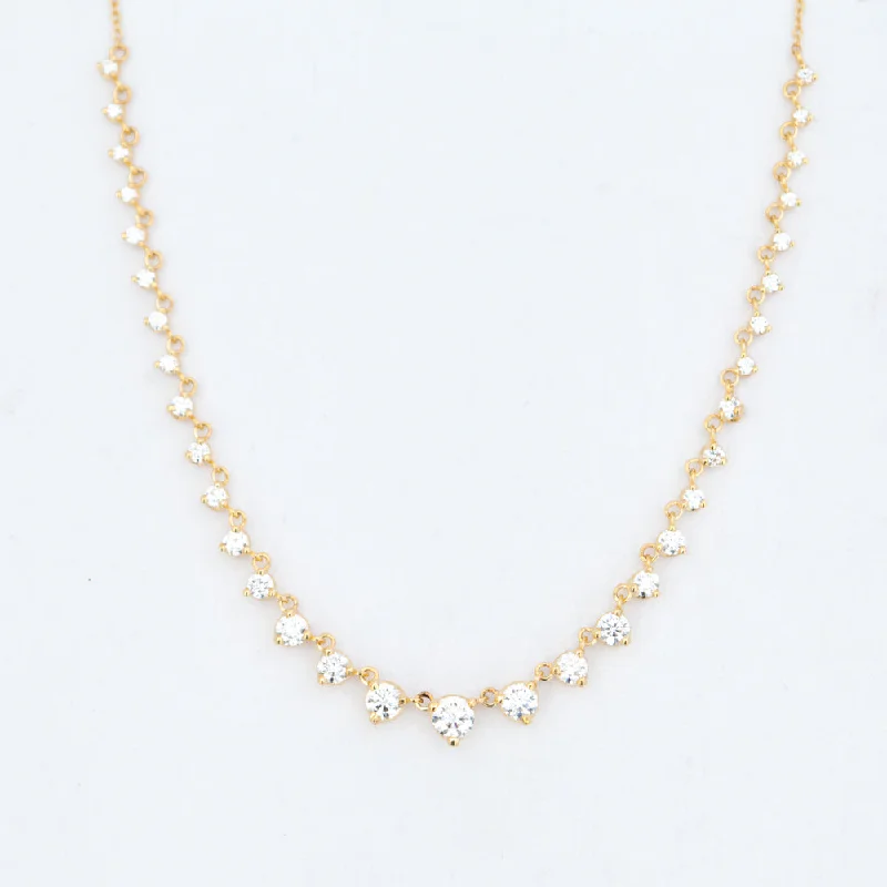 Linked Graduated Prong Tennis Necklace