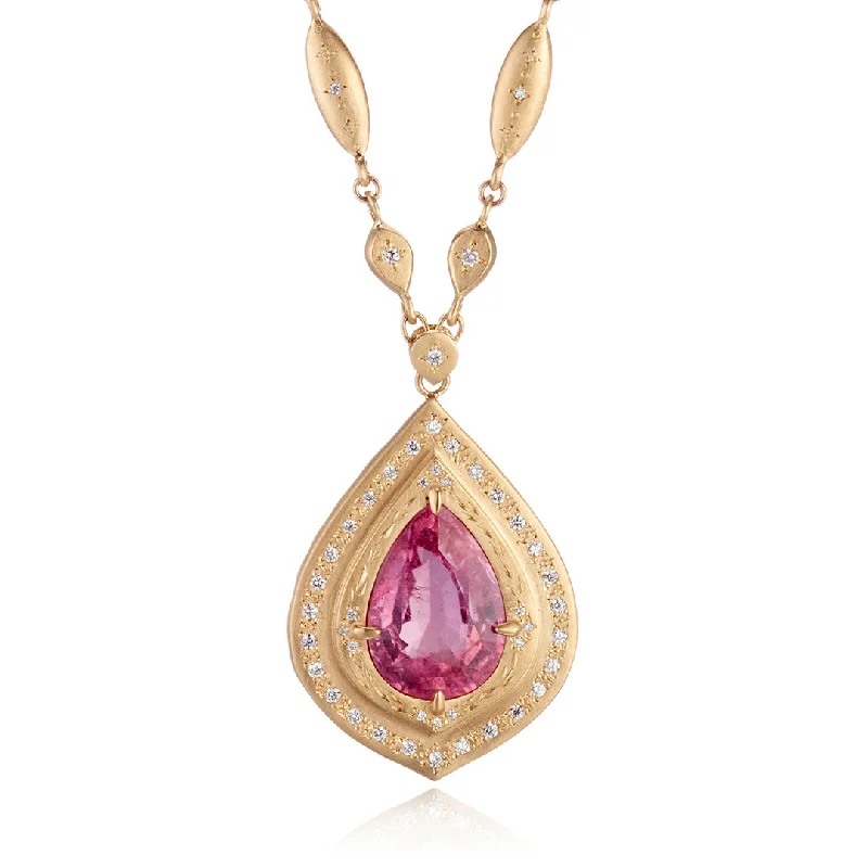 Pink Tourmaline Pendant Necklace