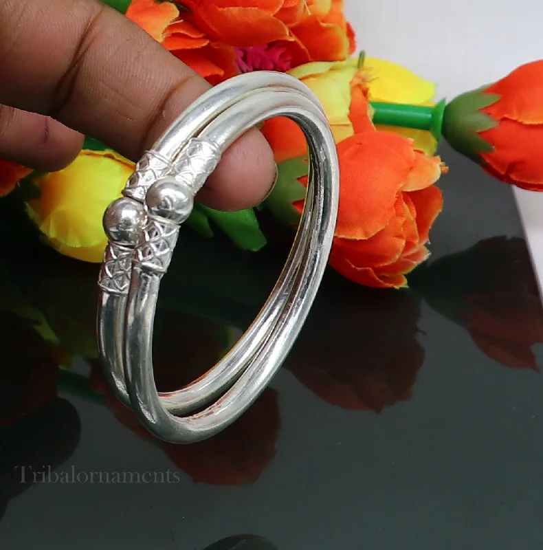 Plain shiny sterling silver stylish designer bangle bracelet kada pure silver gifting jewelry, brides made bangles from india nba226