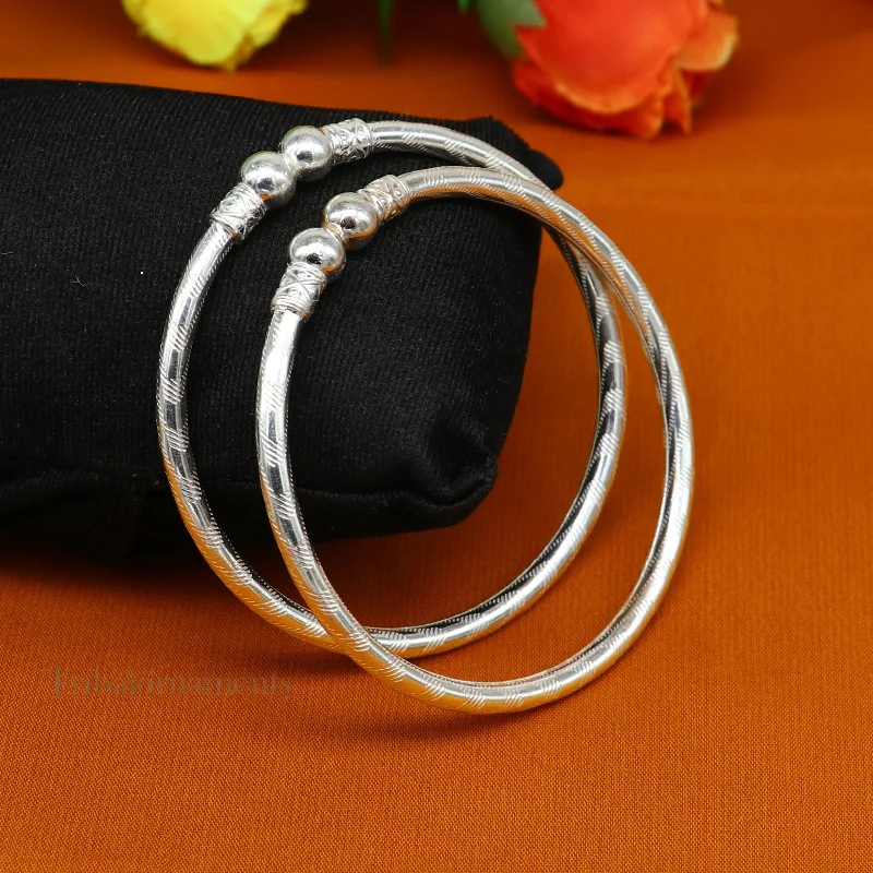 Plain white design sterling silver handmade amazing design bangle bracelet kada, excellent customized design bangle kada unisex gift nba230