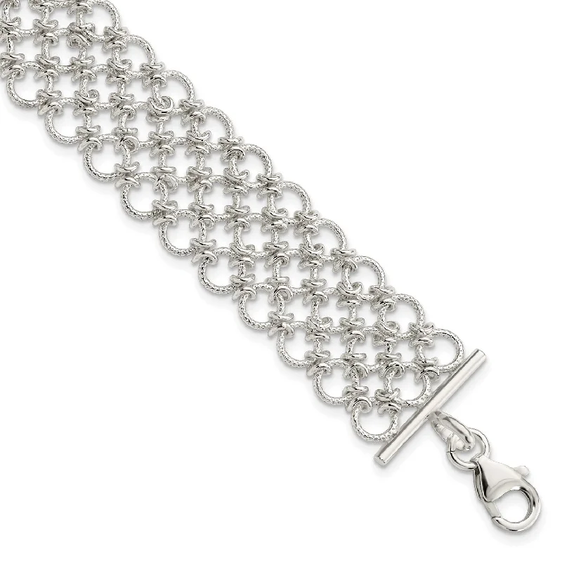 Sterling Silver 7.5-inch 19MM Fancy Lobster Clasp Bracelet