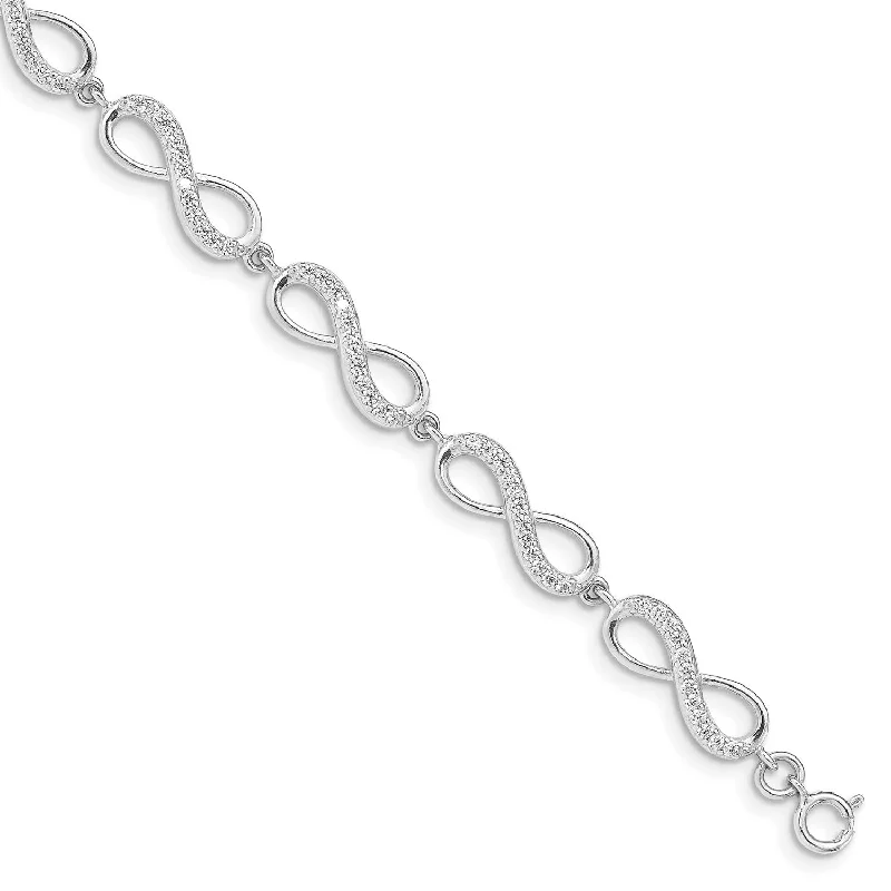 Sterling Silver Cubic Zirconia 7-inch Infinity Bracelet