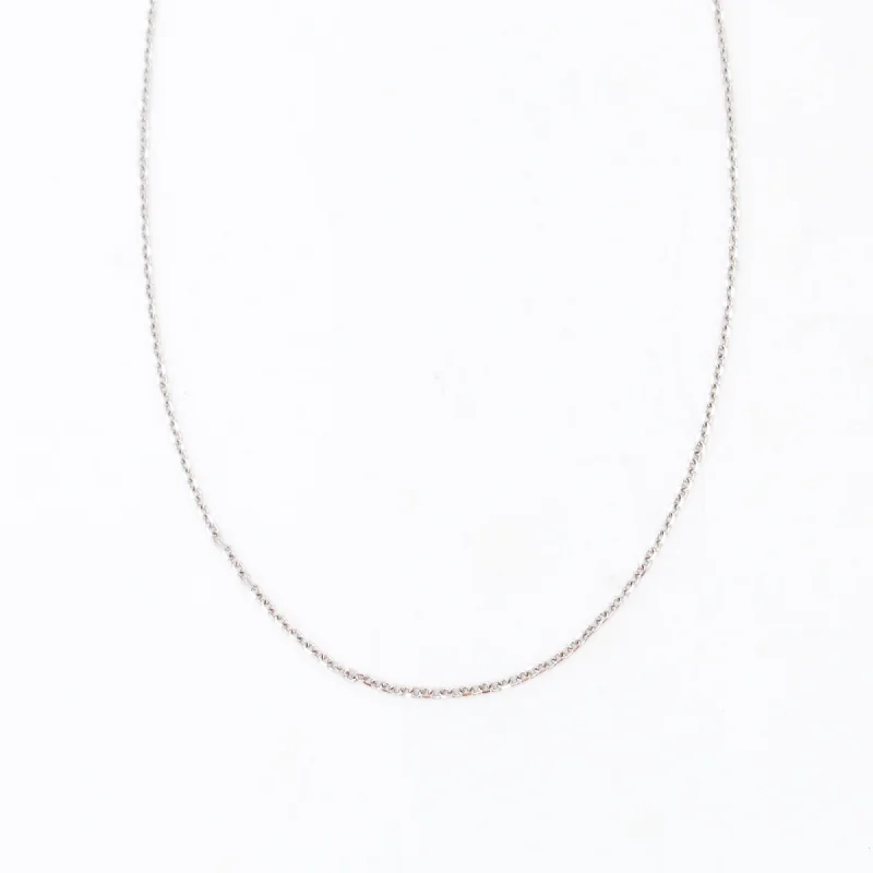 White Gold Medium Diamond-Cut Cable Chain