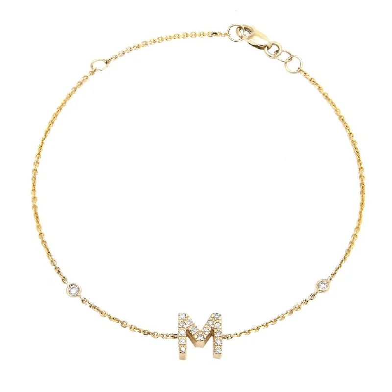 Yellow Gold Diamond Initial Bracelet