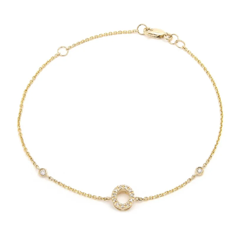 Yellow Gold Diamond Initial Bracelet