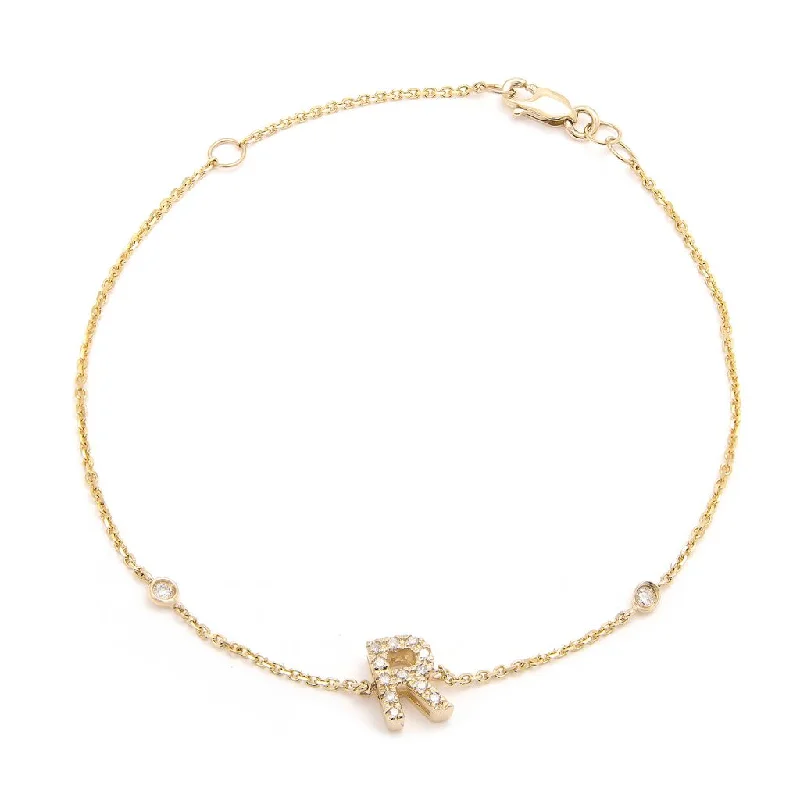 Yellow Gold Diamond Initial Bracelet