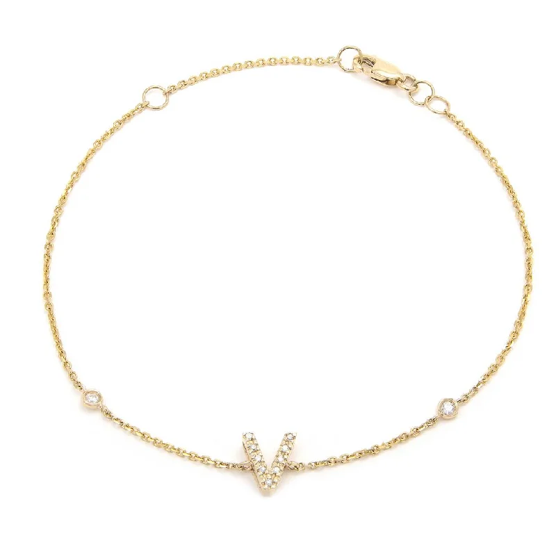 Yellow Gold Diamond Initial Bracelet