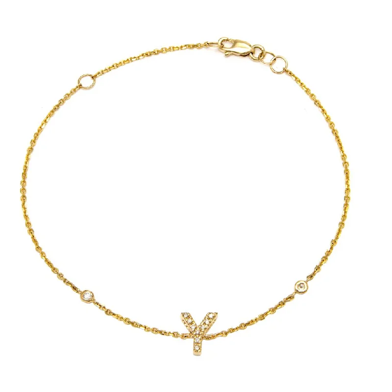 Yellow Gold Diamond Initial Bracelet