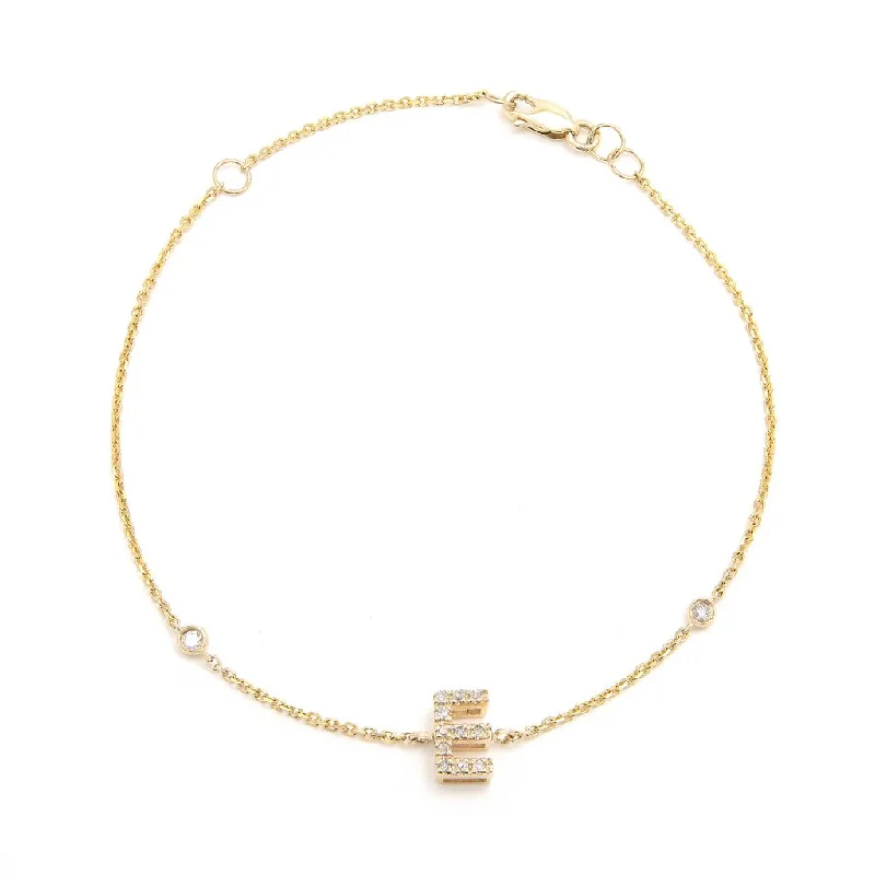 Yellow Gold Diamond Initial Bracelet