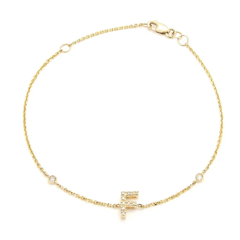 Yellow Gold Diamond Initial Bracelet