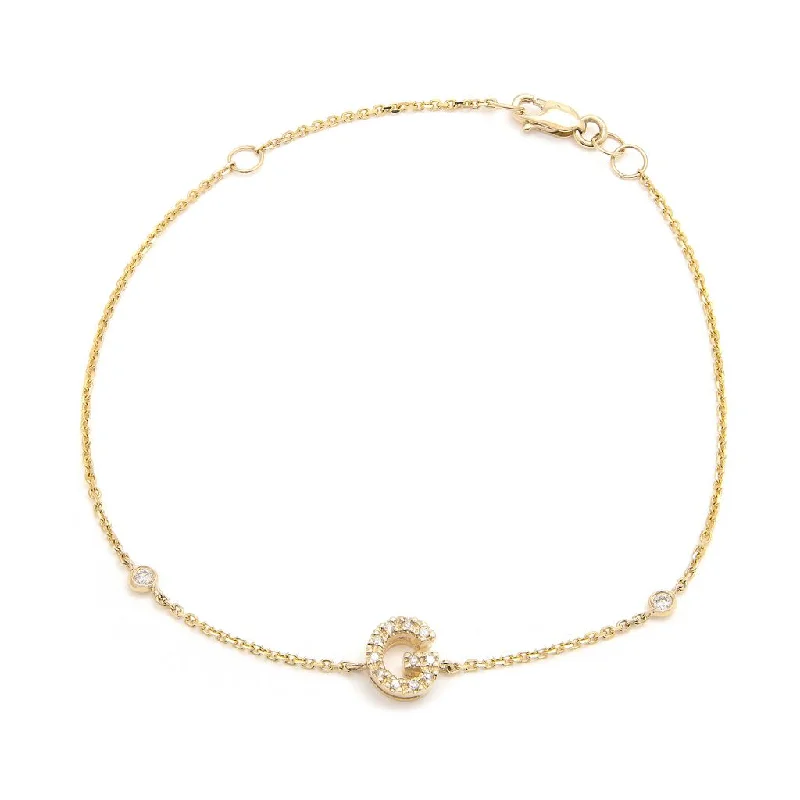 Yellow Gold Diamond Initial Bracelet