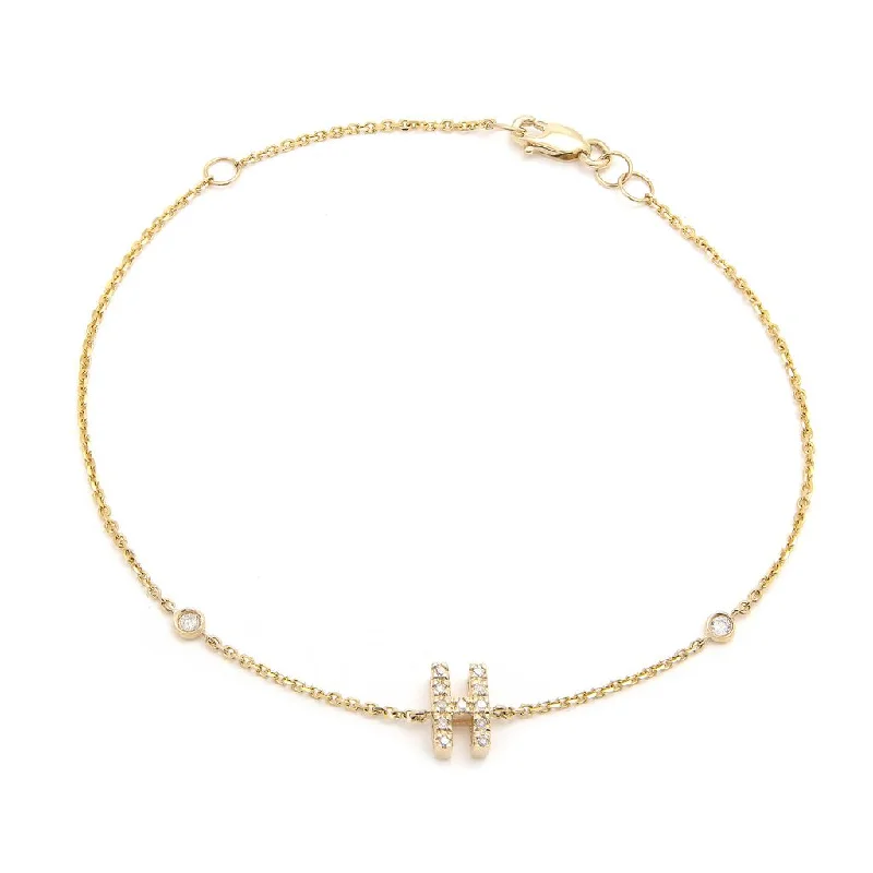 Yellow Gold Diamond Initial Bracelet