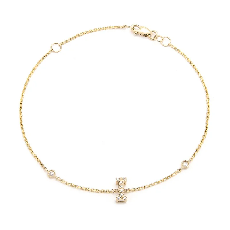 Yellow Gold Diamond Initial Bracelet